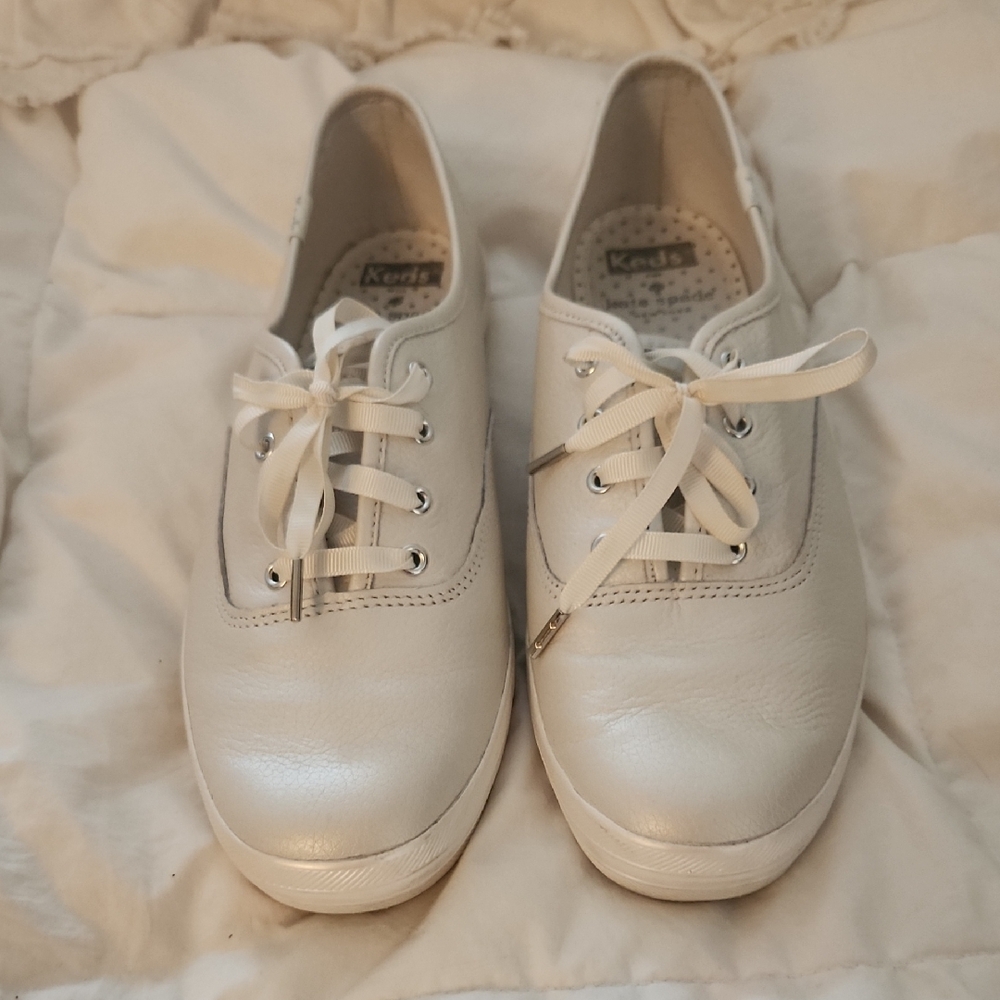Kate Spade Silvery White Keds